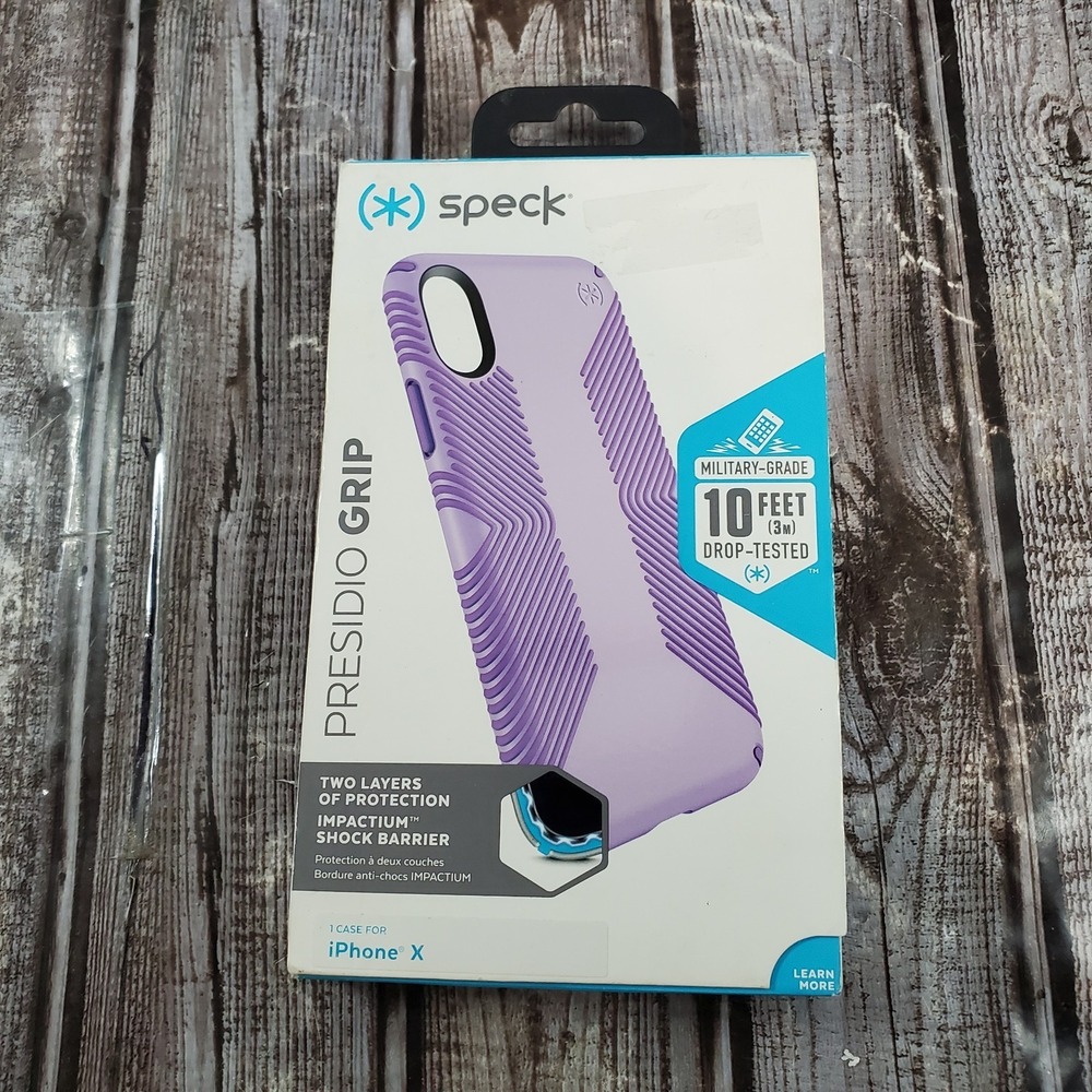 Speck Presidio Grip Case Military Grade Impactium Shock Lavender For iPhone X